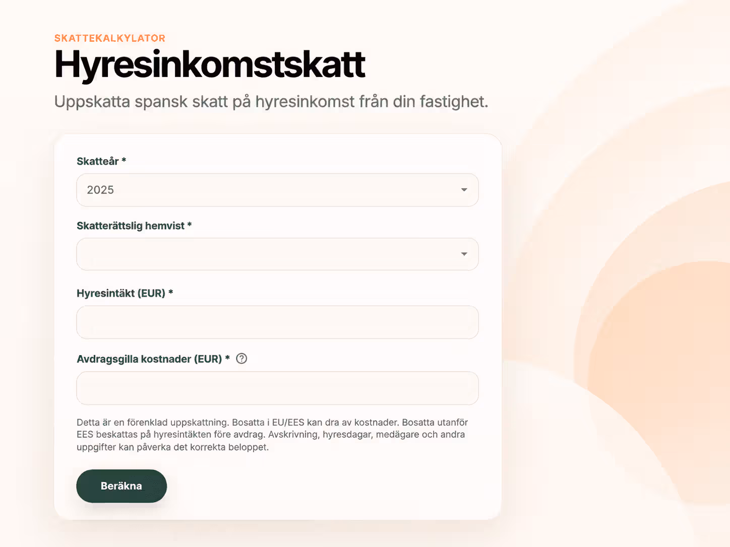 Beräkna Inkomstskatt vid uthyrning