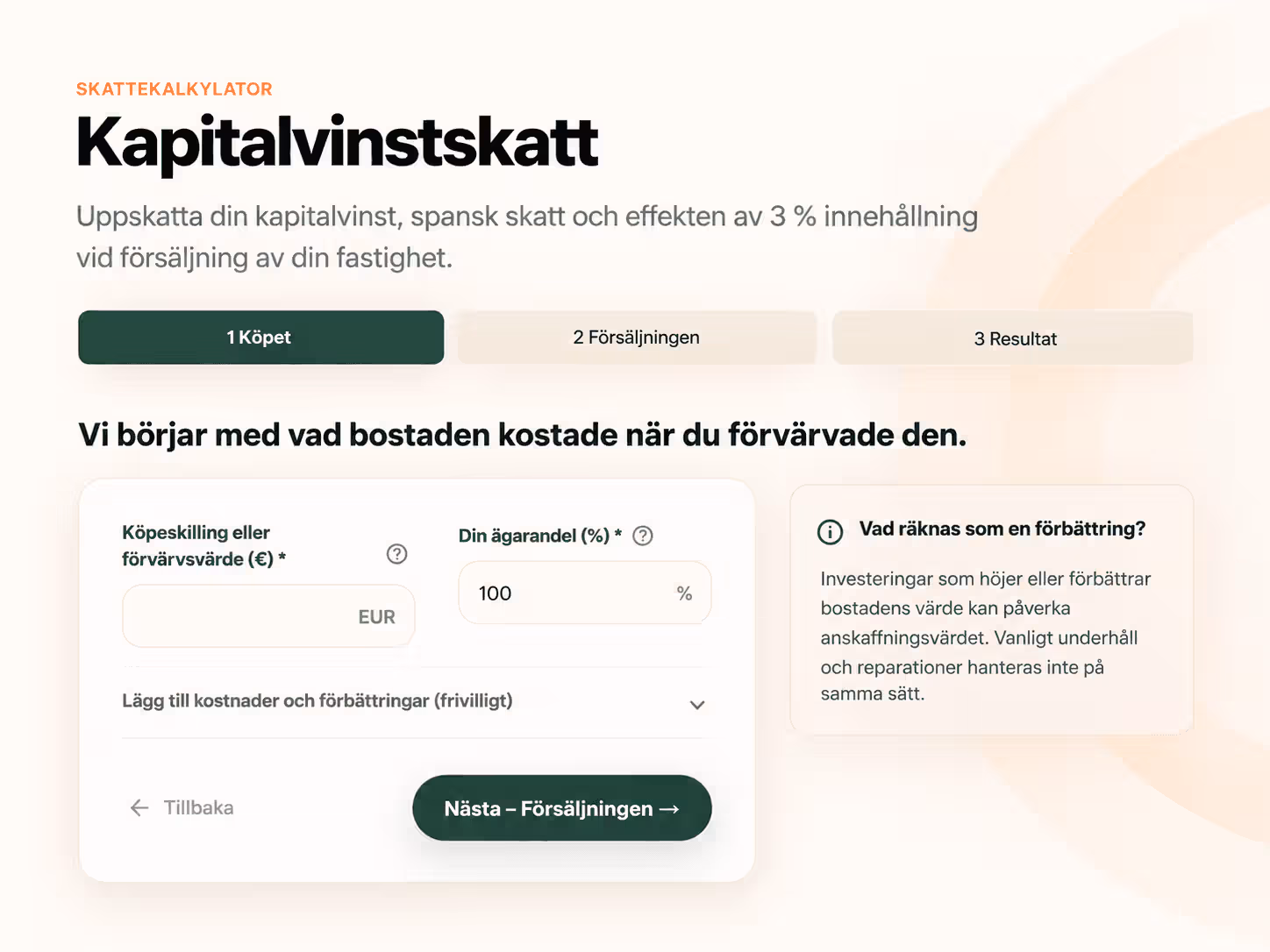 Kapitalvinst vid försäljning av bostad spainen