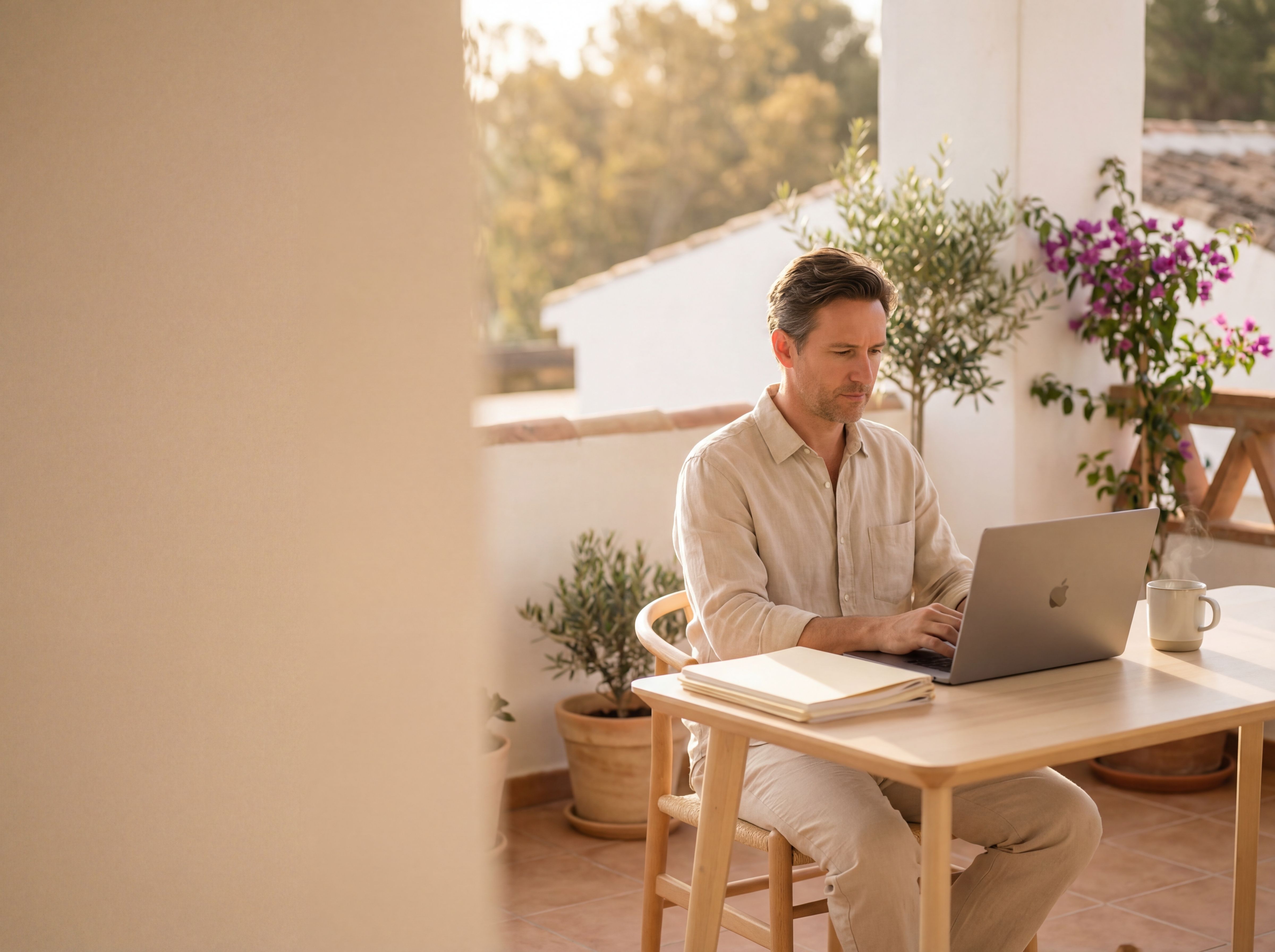 Your documents, finally organized Property owner managing documents for their Spanish home