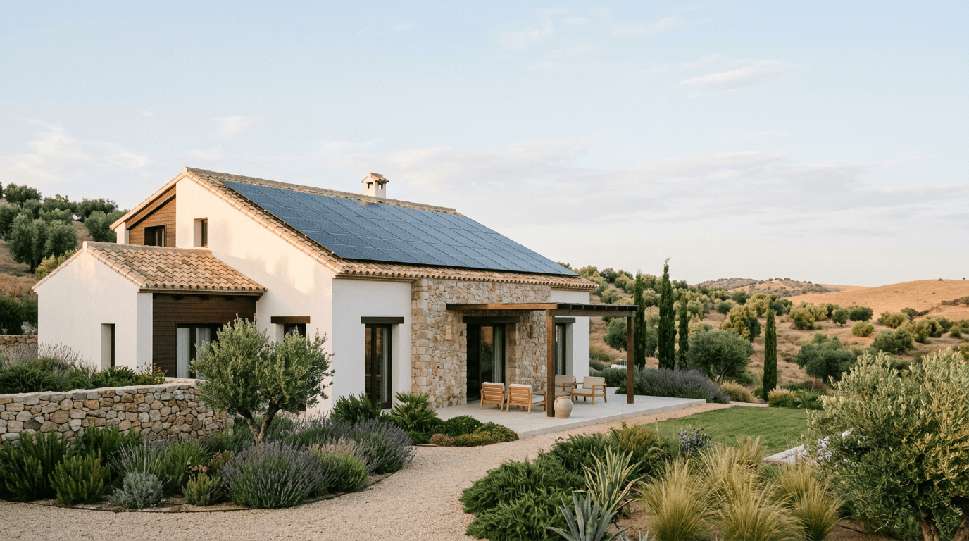 spain property with solar panels on roof