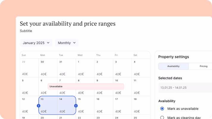 Easy rental of houses and apartments in Spain Calendar over rental bookings