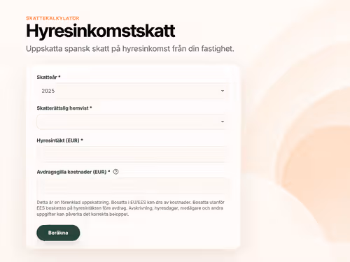 Beräkna Inkomstskatt vid uthyrning