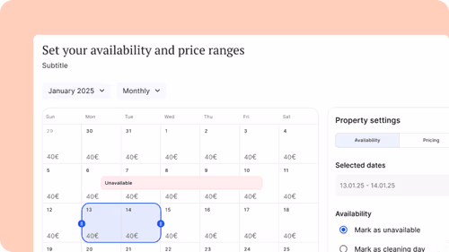 Calendar over rental bookings